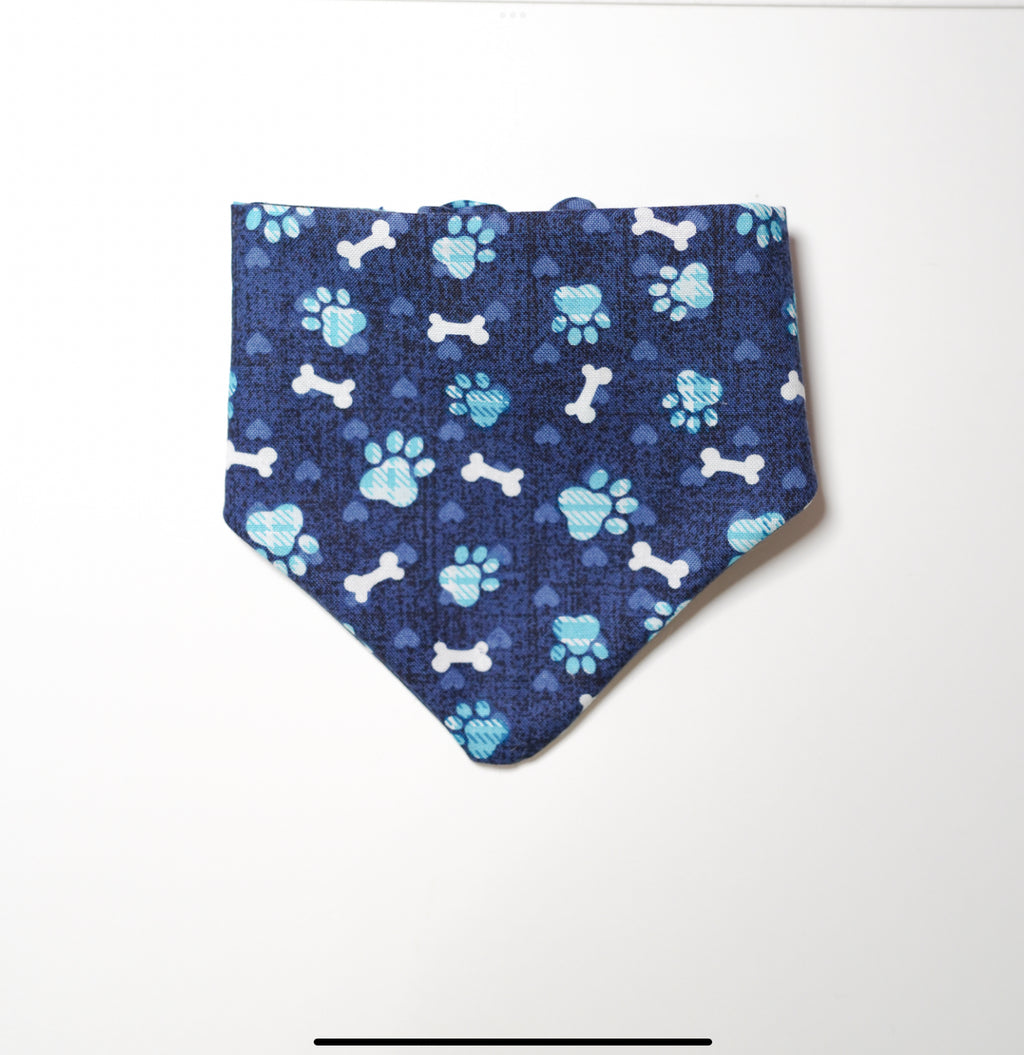 Dark blue paw print Doggy Bandana