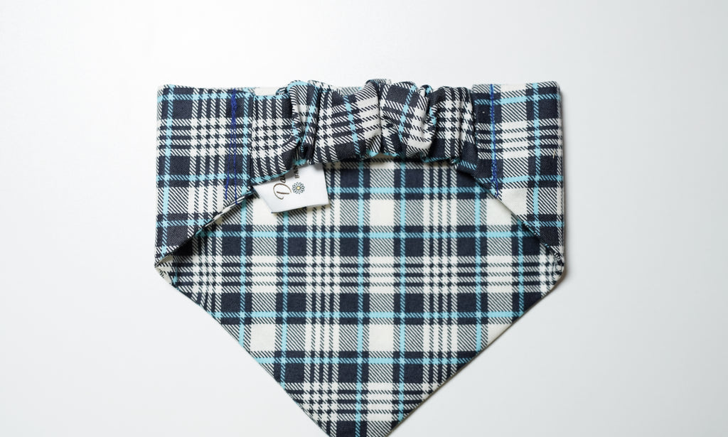 Blue Plaid Doggy Bandana